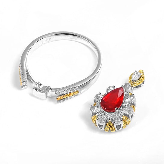 14k Gold 1.58 Ctw Natural Ruby & Diamond Ring/pendant( Without Chain ) - 5