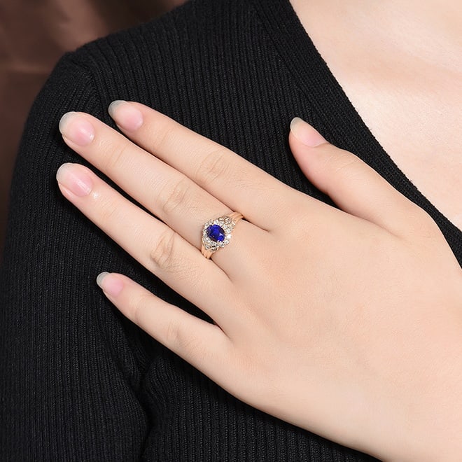 14k Gold 2.58 Ctw Natural Sapphire & Diamond Ring - 5