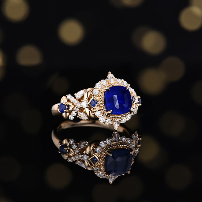 14k Gold 3.02 Ctw Natural Sapphire & Diamond Ring - 3