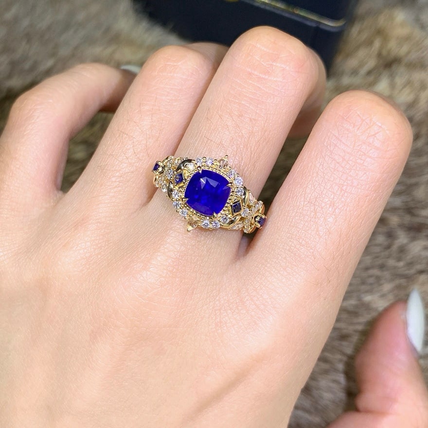14k Gold 3.02 Ctw Natural Sapphire & Diamond Ring - 5