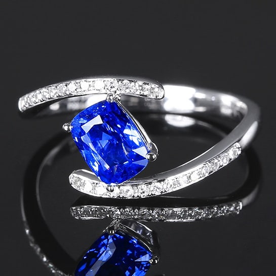 14k Gold 1.19 Ctw Natural Sapphire & Diamond Ring - 2