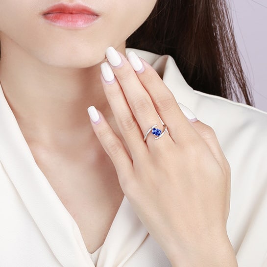 14k Gold 1.19 Ctw Natural Sapphire & Diamond Ring - 5