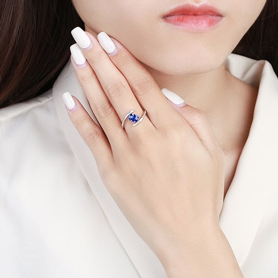 14k Gold 1.19 Ctw Natural Sapphire & Diamond Ring - 6
