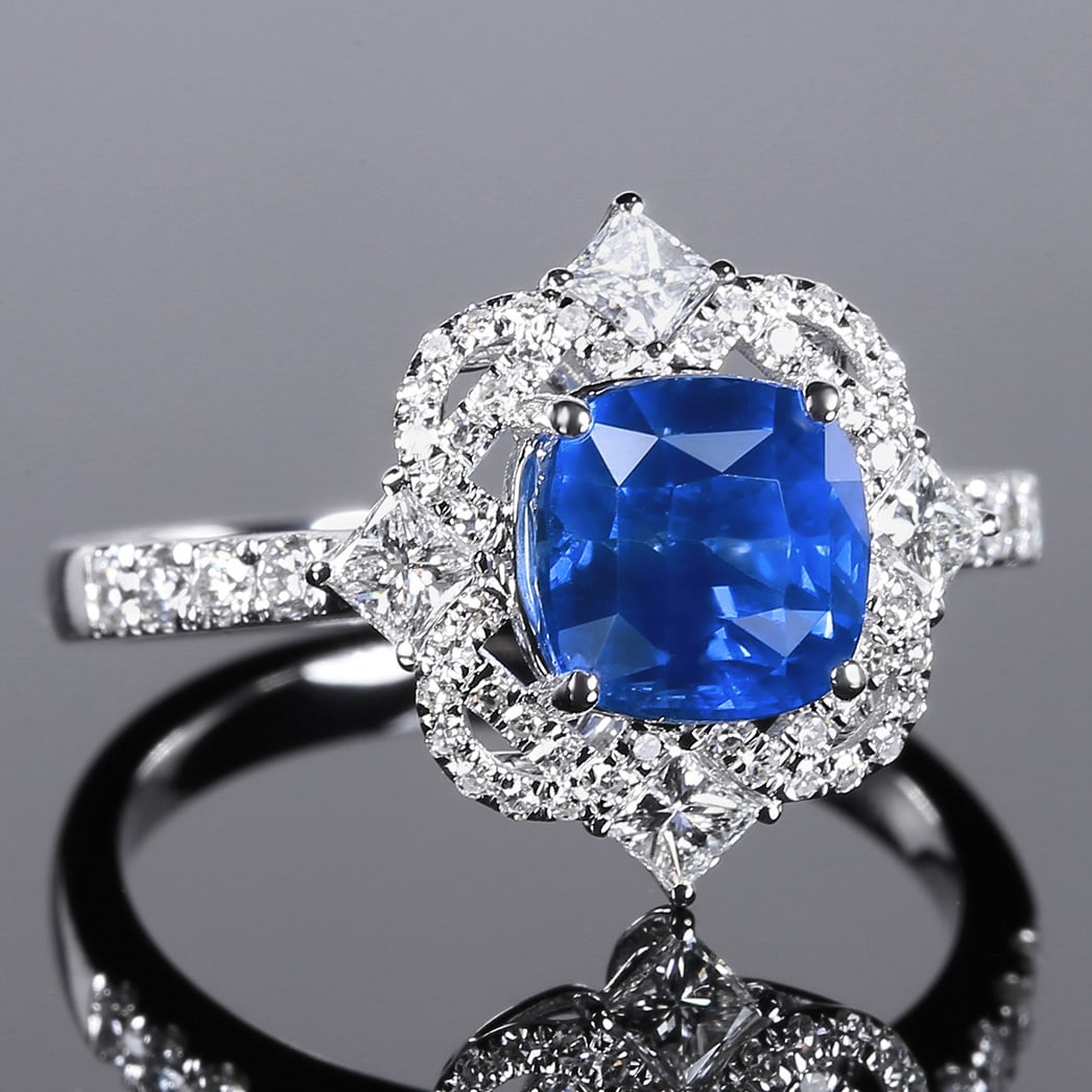 14k Gold 3.43 Ctw Natural Sapphire & Diamond Ring - 3