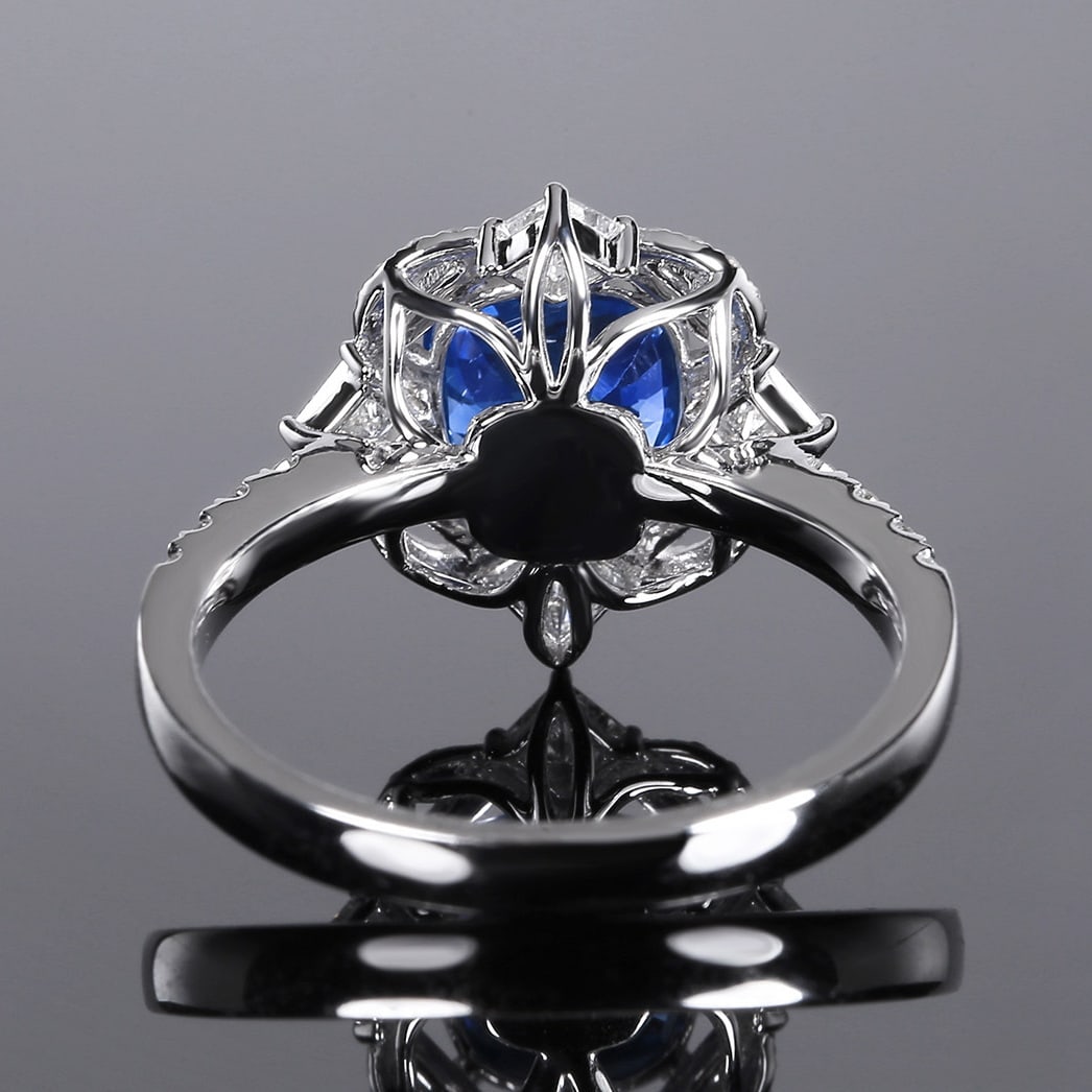 14k Gold 3.43 Ctw Natural Sapphire & Diamond Ring - 4
