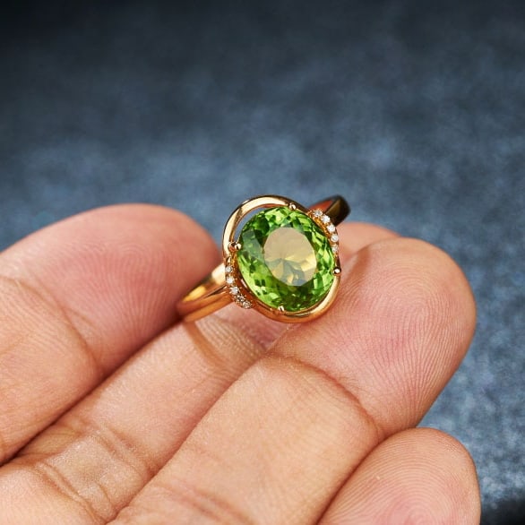 14k Gold 3.7 Ct Natural Tourmaline & Diamond Ring - 7