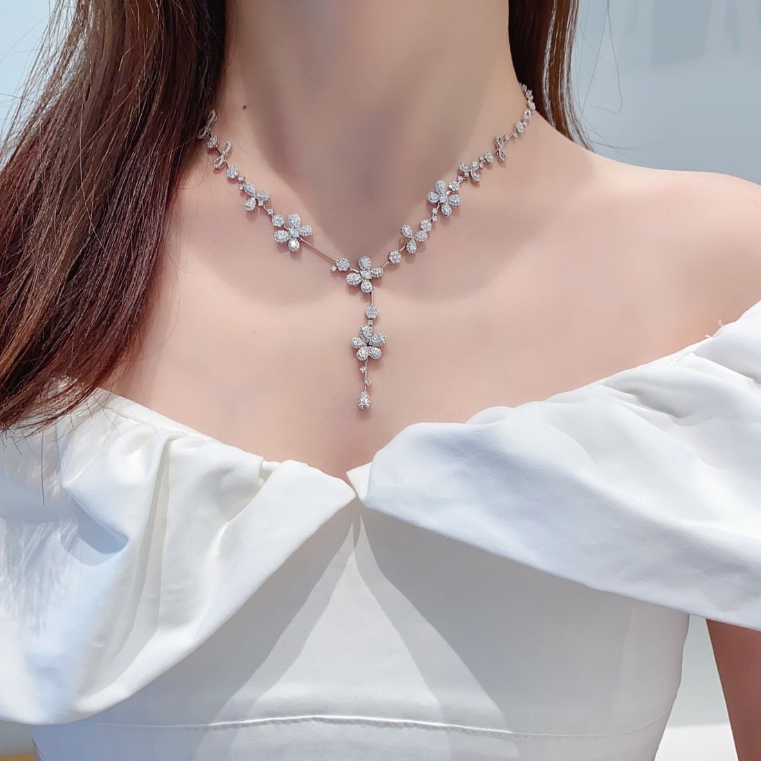 14k Gold 6.02 Ctw Natural H Diamond Necklace - 2