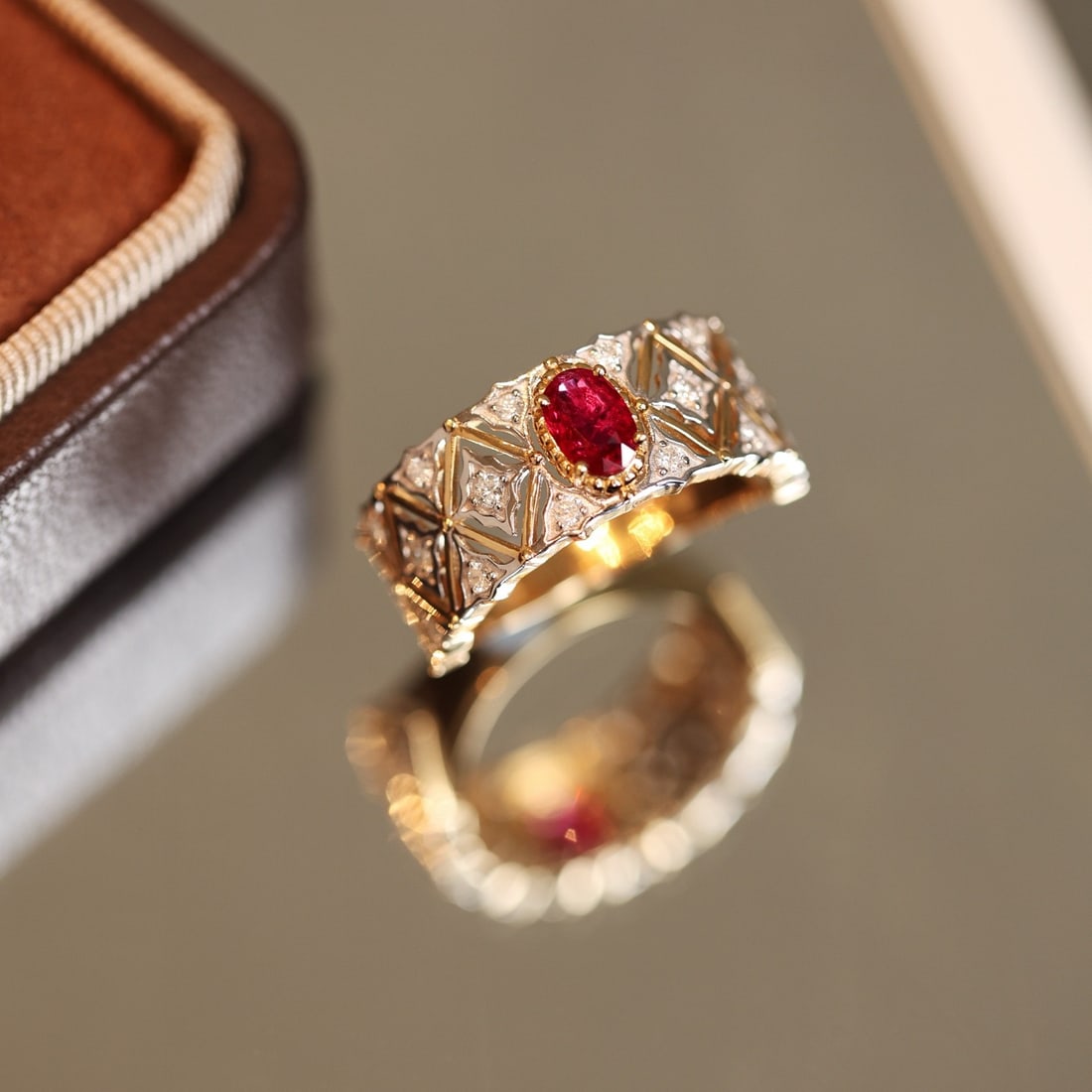 14k Gold 0.82 Ctw Natural Ruby & Diamond Ring - 6