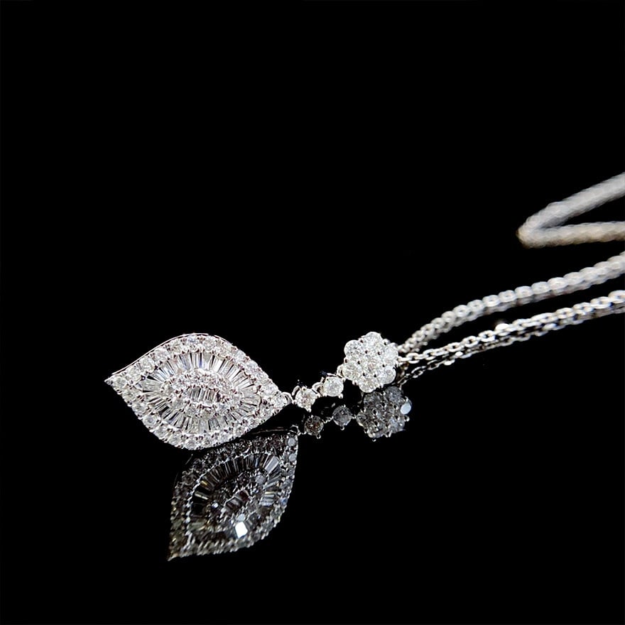 14k Gold 0.6 Ct Natural H Diamond Necklace - 4