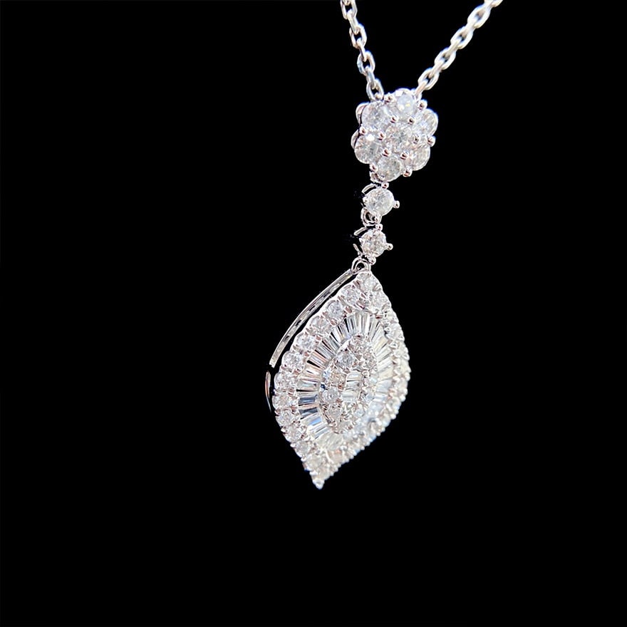 14k Gold 0.6 Ct Natural H Diamond Necklace - 5