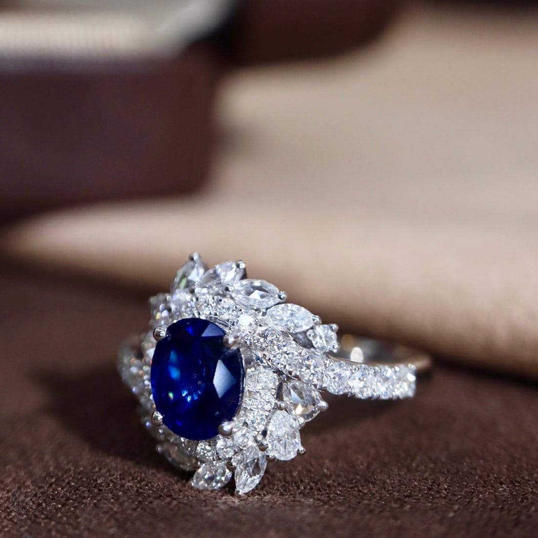14k Gold 2.31 Ctw Natural Sapphire & Diamond Ring - 7
