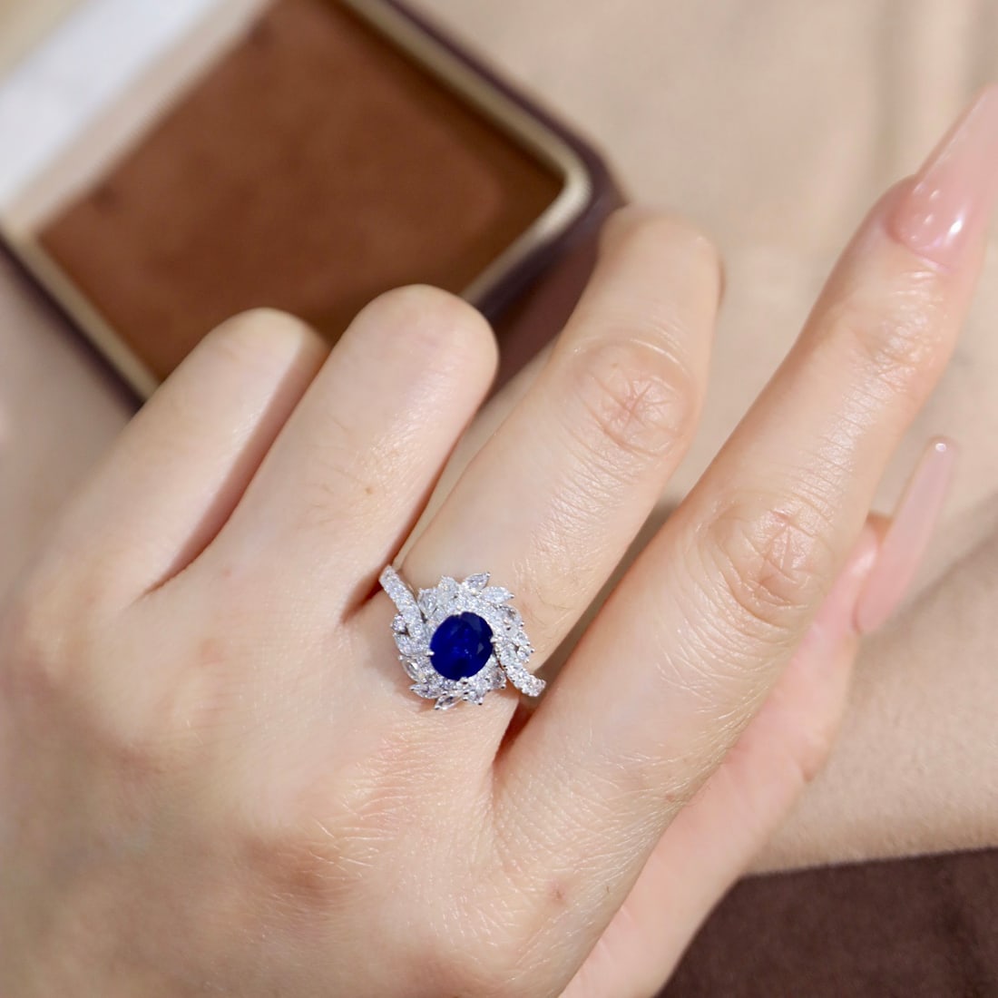 14k Gold 2.31 Ctw Natural Sapphire & Diamond Ring - 8
