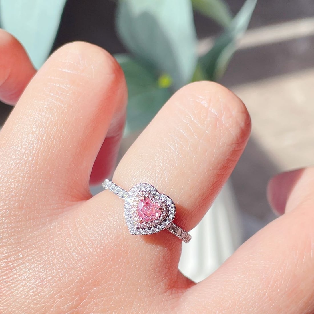 Gia Certified 14k Gold 0.65 Ctw Natural Pink Diamond & Diamond Ring - 4