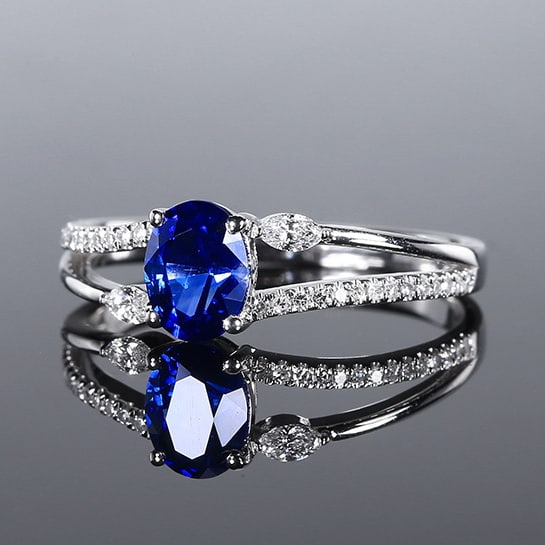 14k Gold 1.02 Ctw Natural Sapphire & Diamond Ring - 2