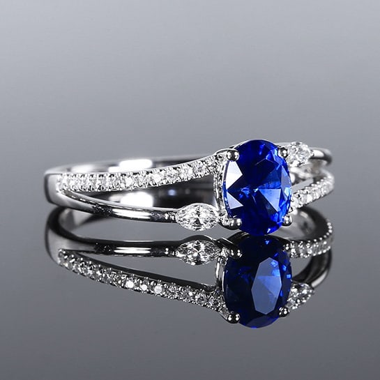 14k Gold 1.02 Ctw Natural Sapphire & Diamond Ring - 3