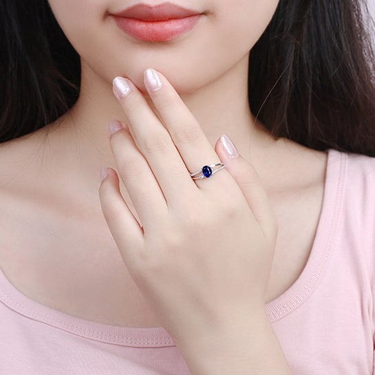 14k Gold 1.02 Ctw Natural Sapphire & Diamond Ring - 5
