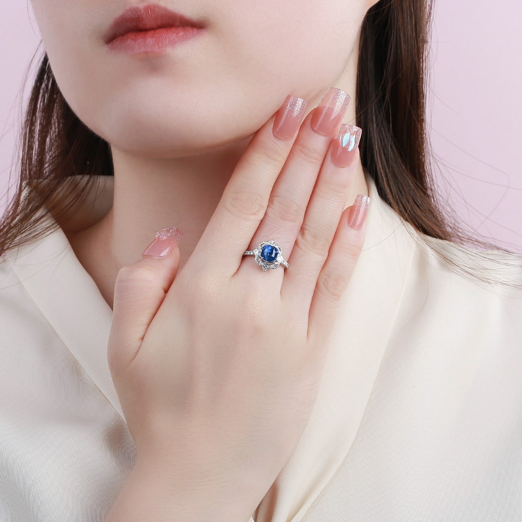 14k Gold 1.02 Ctw Natural Sapphire & Diamond Ring - 6