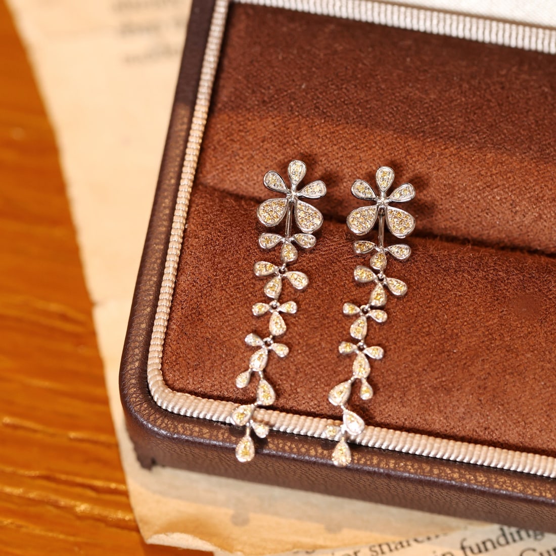 14k Gold 0.4 Ct Natural Yellow Diamond Earrings - 3