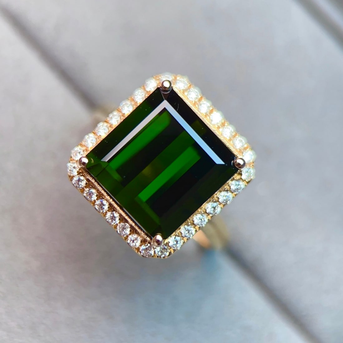 14k Gold 7.21 Ctw Natural Tourmaline & Diamond Ring - 3