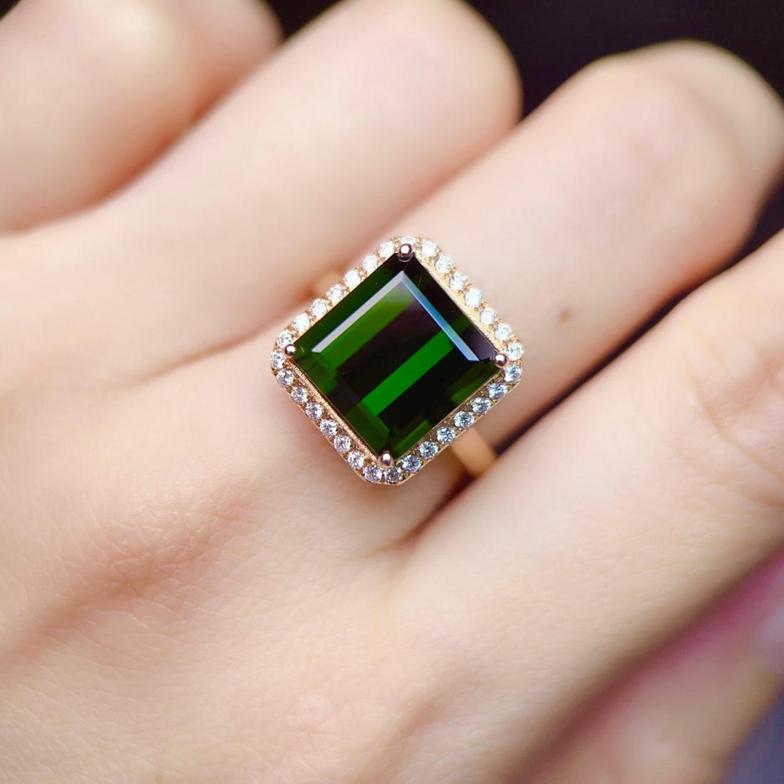 14k Gold 7.21 Ctw Natural Tourmaline & Diamond Ring - 6