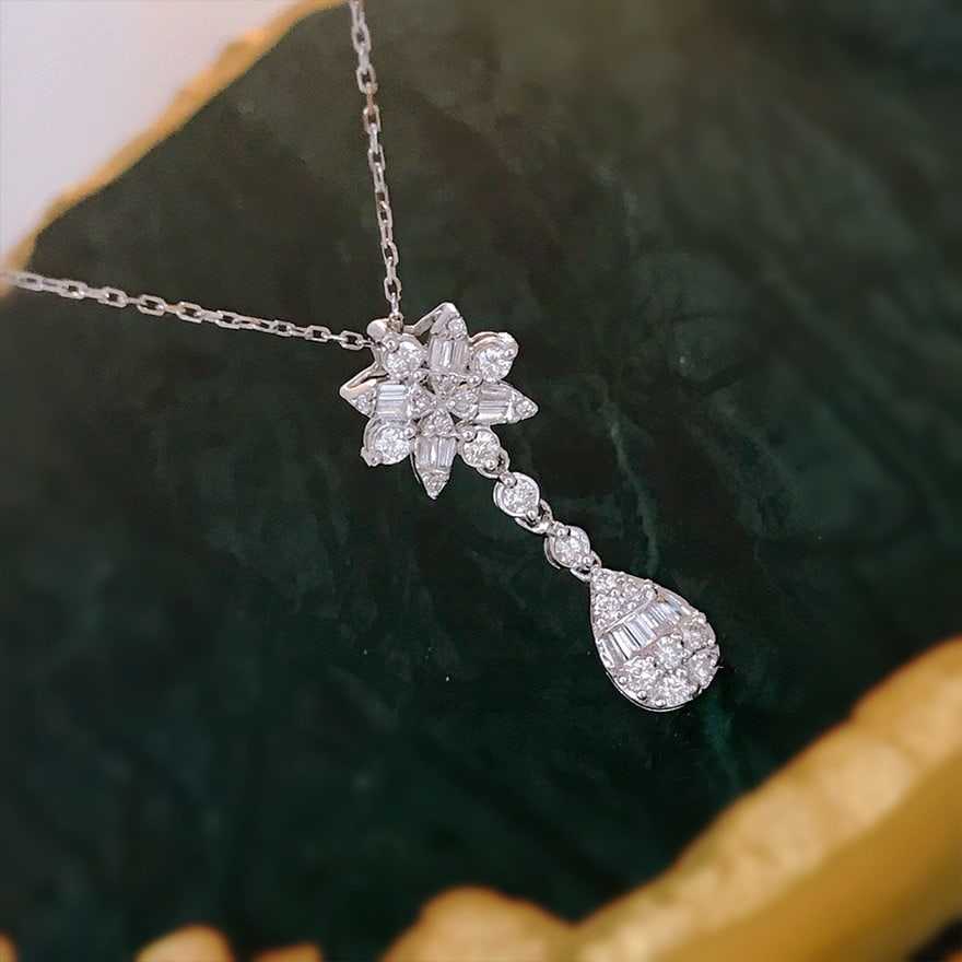 14k Gold 0.7 Ct Natural H Diamond Necklace - 2