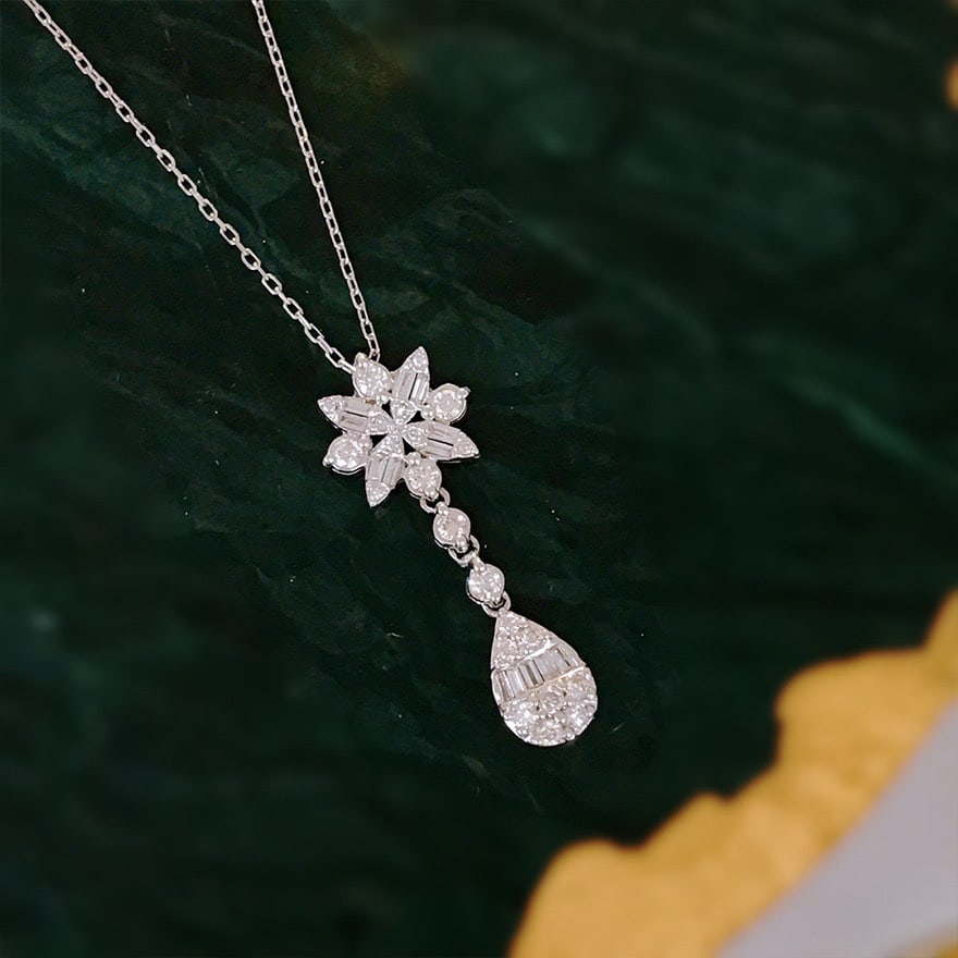 14k Gold 0.7 Ct Natural H Diamond Necklace - 3