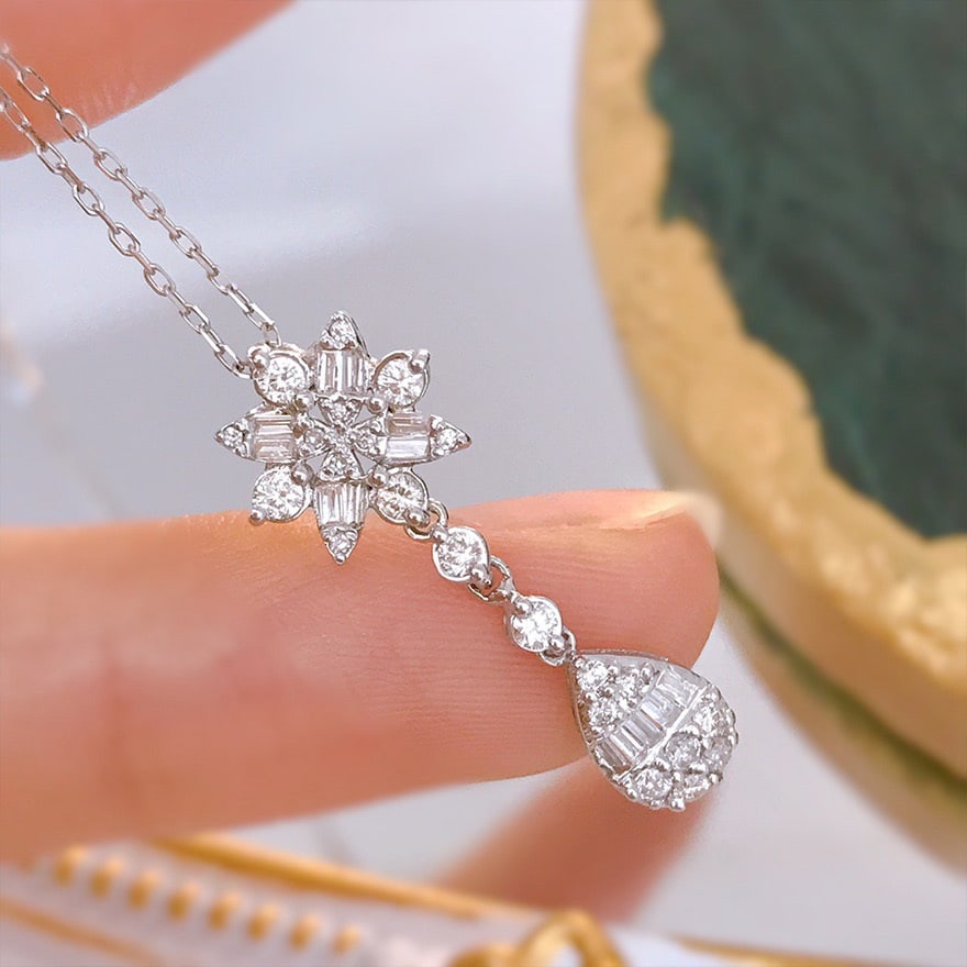 14k Gold 0.7 Ct Natural H Diamond Necklace - 4