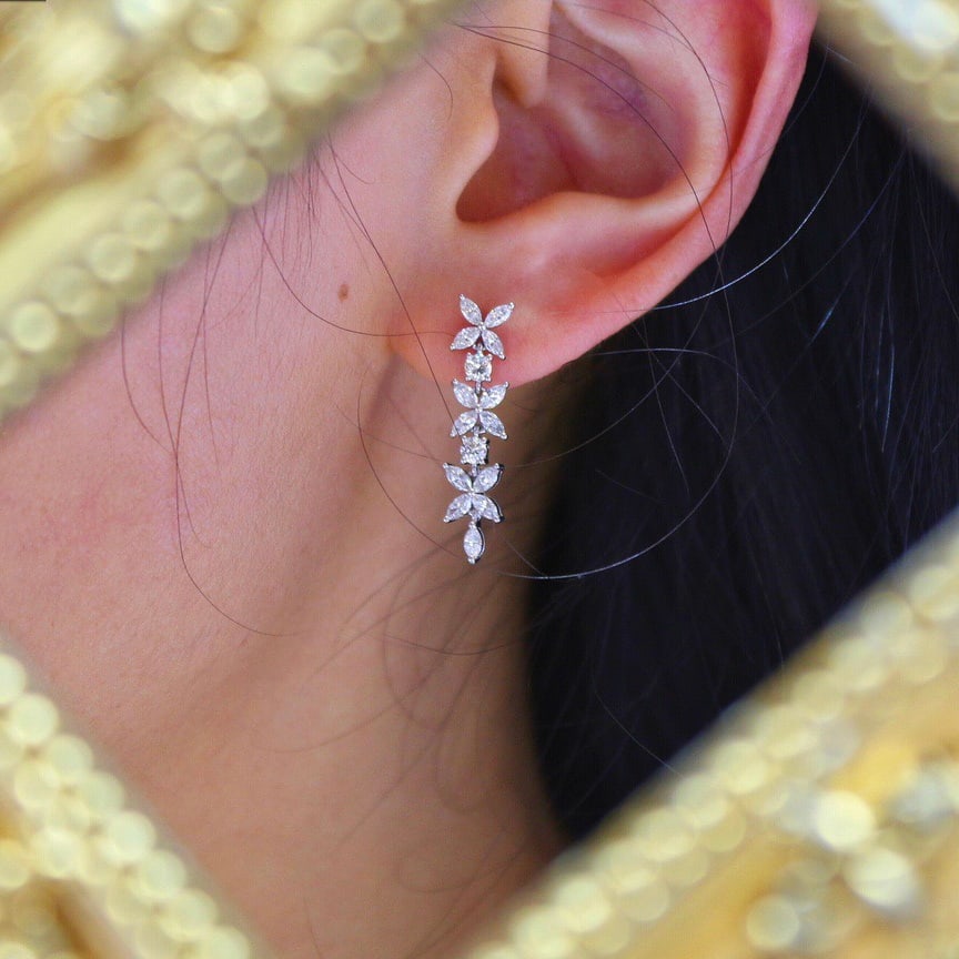 14k Gold 1 Ct Natural H Diamond Earrings - 3