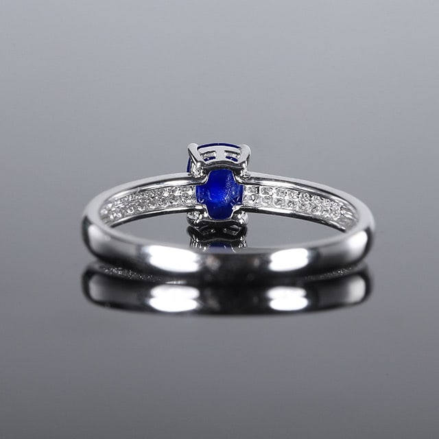 14k Gold 0.99 Ctw Natural Sapphire & Diamond Ring - 4