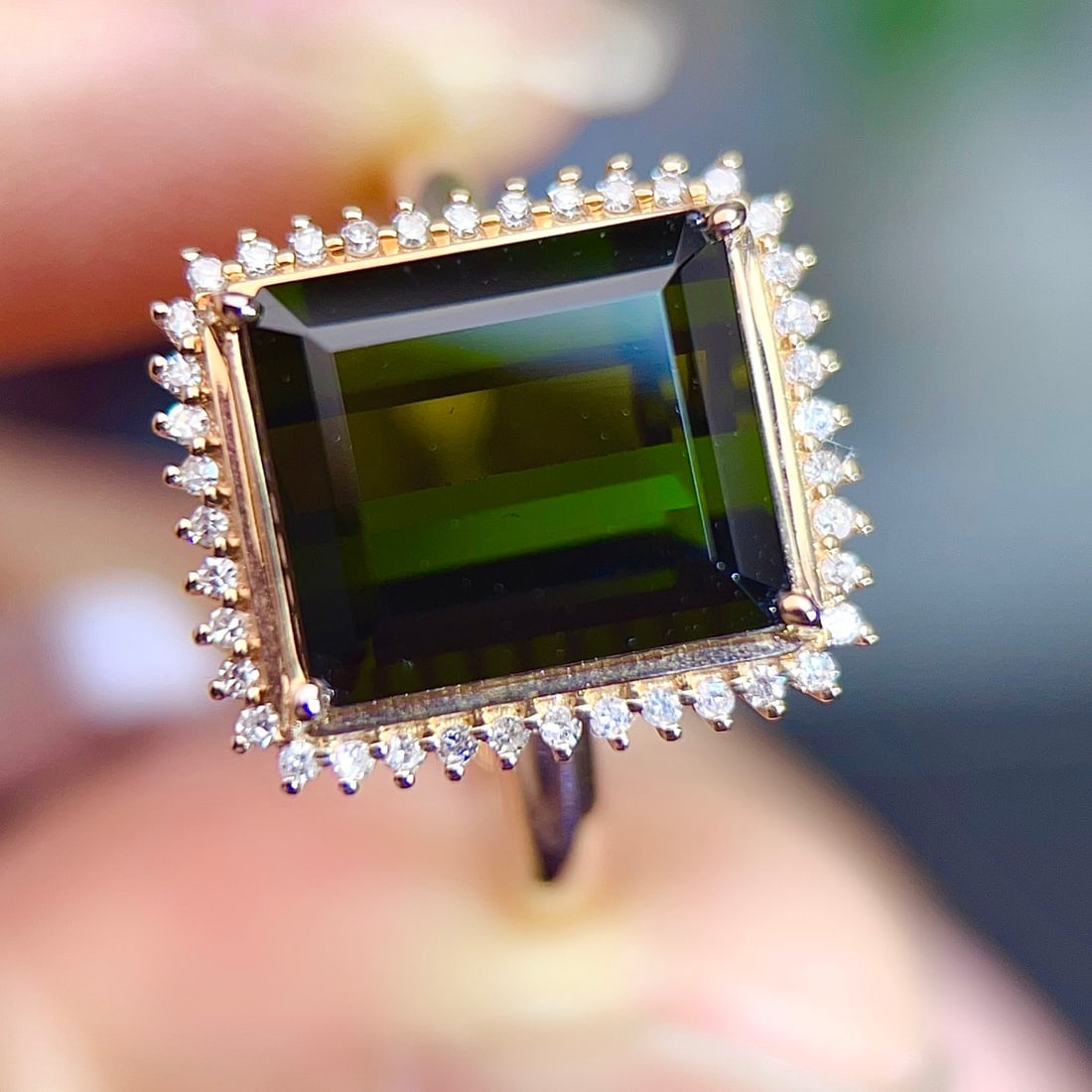 14k Gold 5.35 Ctw Natural Tourmaline & Diamond Ring - 2