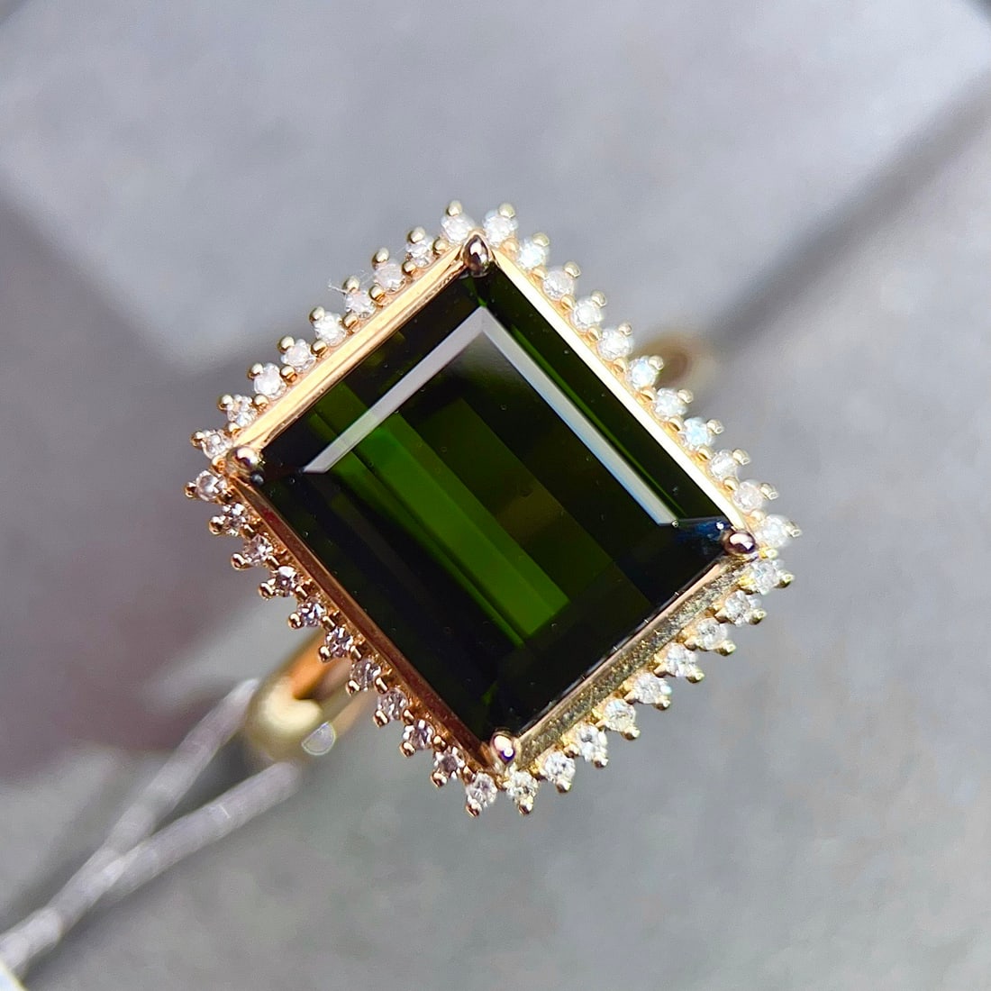 14k Gold 5.35 Ctw Natural Tourmaline & Diamond Ring - 4