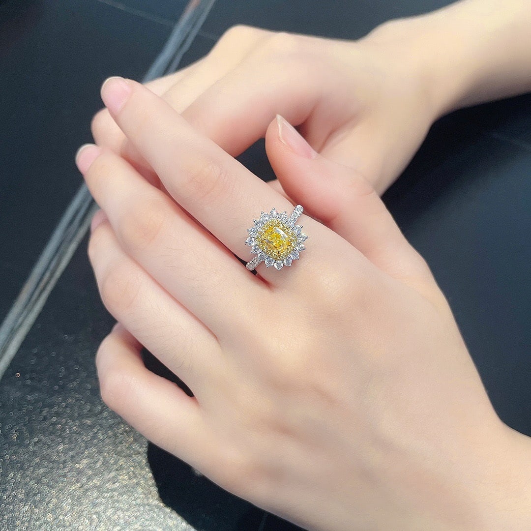 14k Gold 5.10 Ctw Natural Yellow Diamond & Diamond Ring/necklace - 5