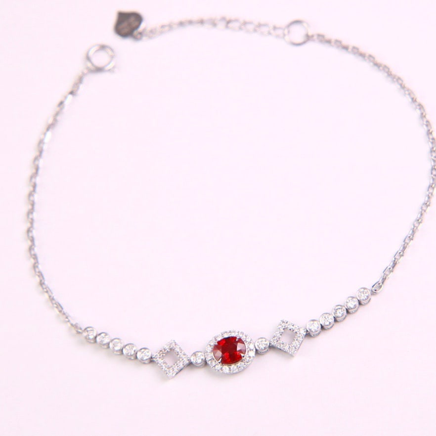 14k Gold 0.80 Ctw Natural Ruby & Diamond Bracelet - 2