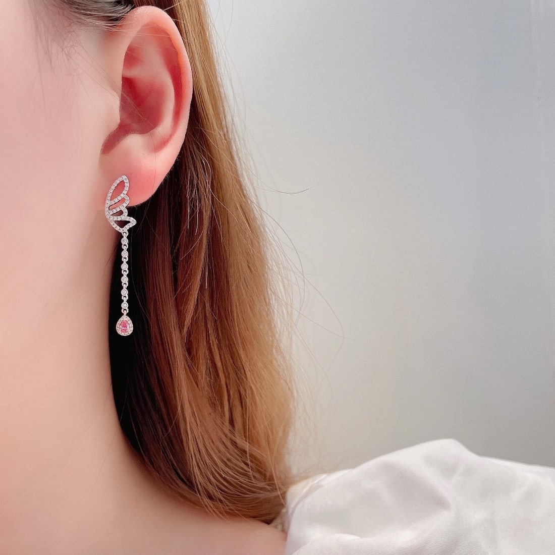 14k Gold 0.66 Ctw Natural Pink Diamond & Diamond Earrings - 2