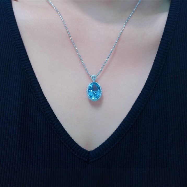 14k Gold 4.58 Ctw Natural Aquamarine & Diamond Ring/pendant( Without Chain ) - 5