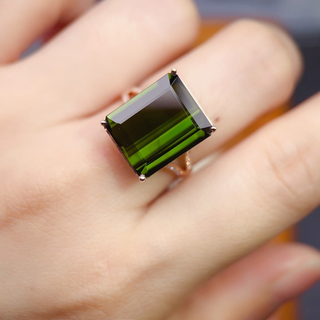 14k Gold 10.84 Ctw Natural Tourmaline & Diamond Ring - 6
