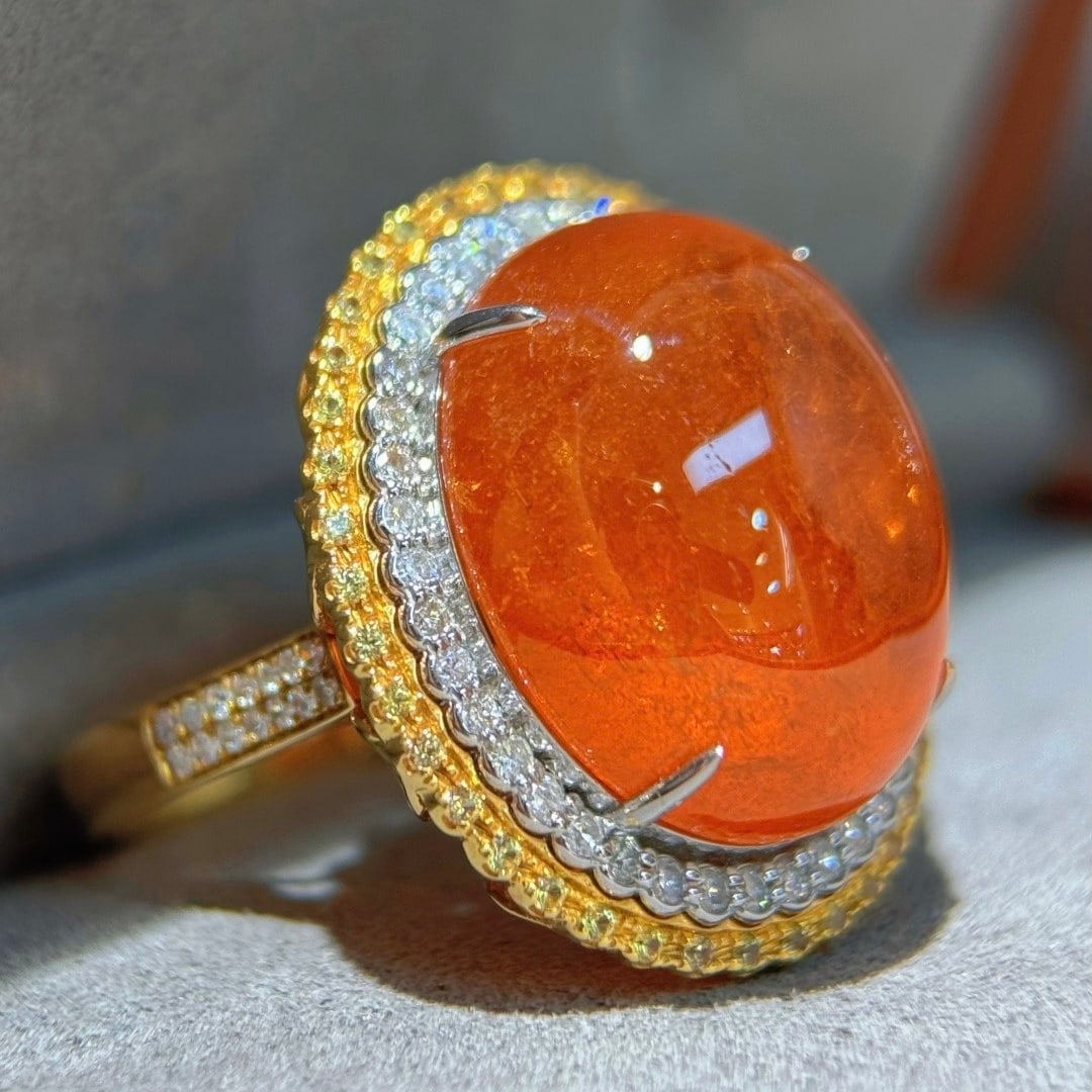 14k Gold 29.95 Ctw Natural Spessartine & Diamond Ring/pendant( Without Chain ) - 2