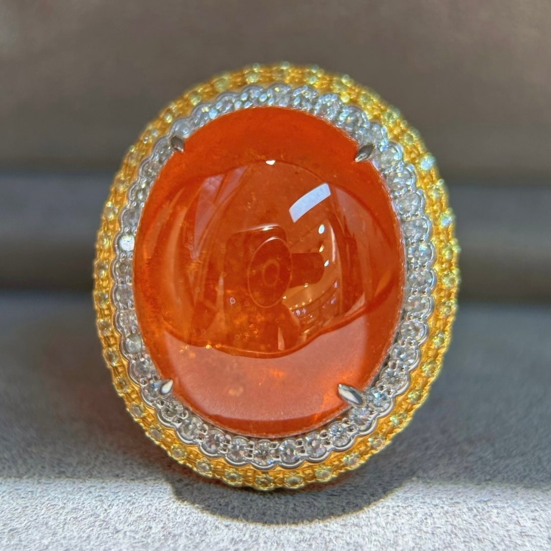 14k Gold 29.95 Ctw Natural Spessartine & Diamond Ring/pendant( Without Chain ) - 4