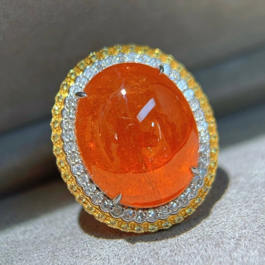 14k Gold 29.95 Ctw Natural Spessartine & Diamond Ring/pendant( Without Chain ) - 5