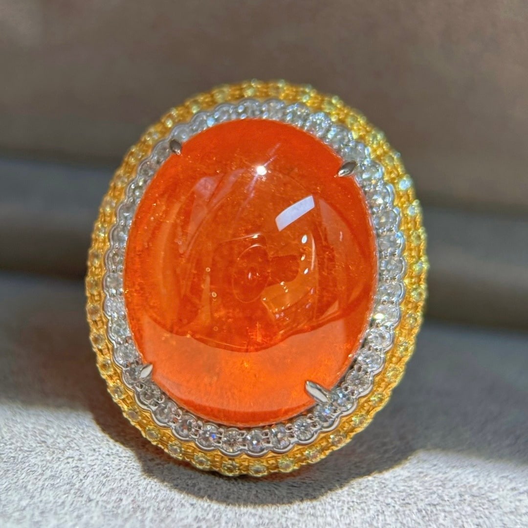 14k Gold 29.95 Ctw Natural Spessartine & Diamond Ring/pendant( Without Chain ) - 6