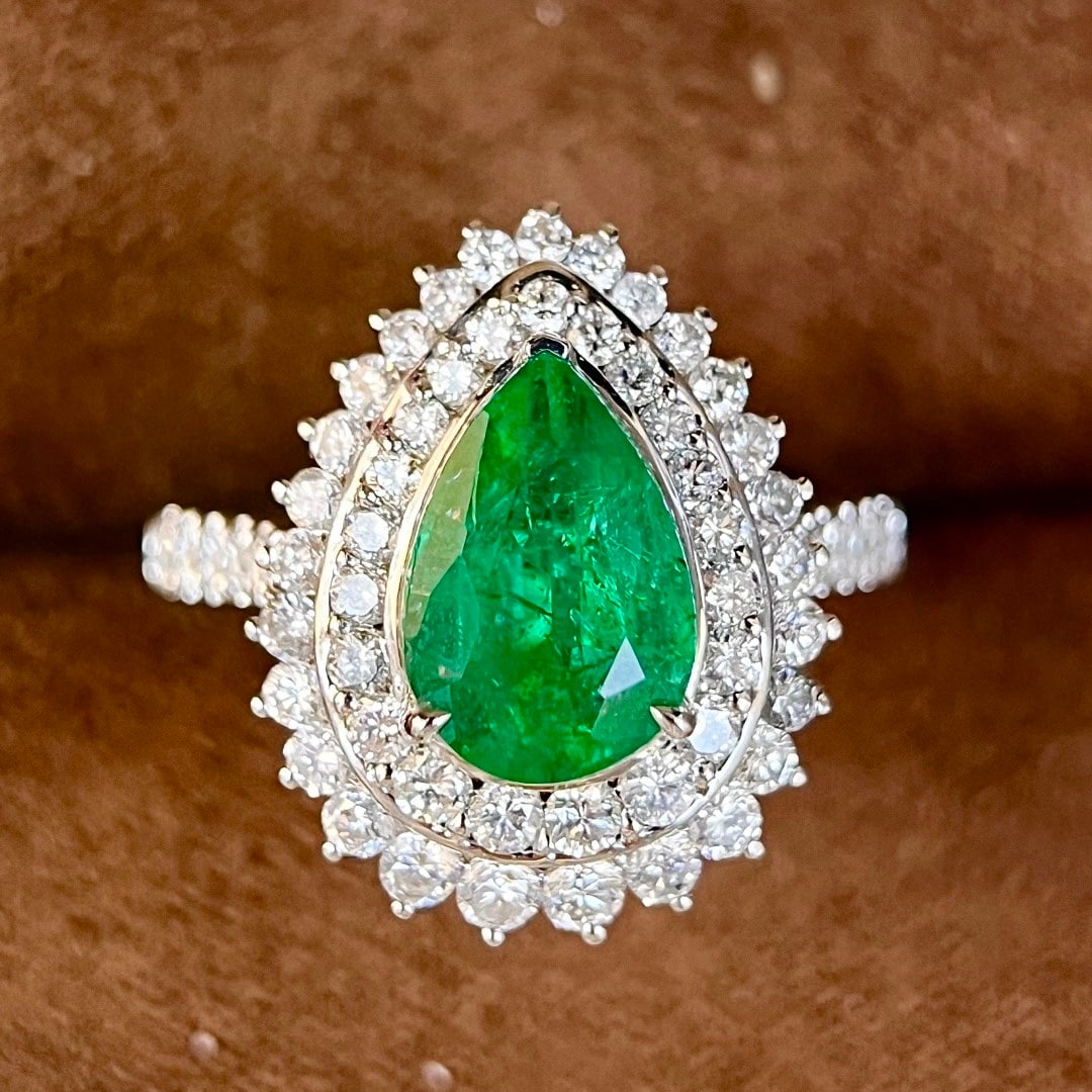 14k Gold 3.86 Ctw Vivid Green Natural Emerald & Diamond Ring/pendant( Without Chain ) - 4