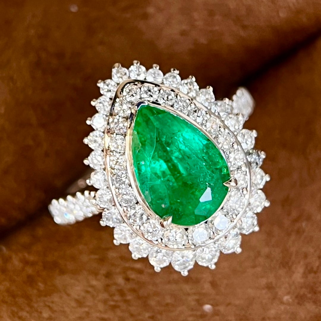 14k Gold 3.86 Ctw Vivid Green Natural Emerald & Diamond Ring/pendant( Without Chain ) - 5