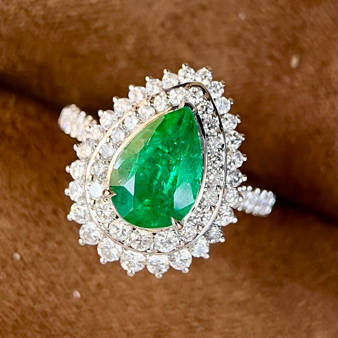 14k Gold 3.86 Ctw Vivid Green Natural Emerald & Diamond Ring/pendant( Without Chain ) - 6