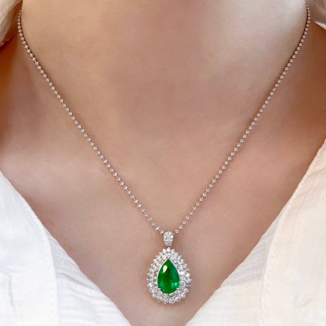 14k Gold 3.86 Ctw Vivid Green Natural Emerald & Diamond Ring/pendant( Without Chain ) - 7