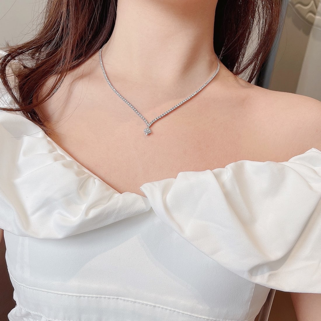 14k Gold 2.94 Ctw Natural H Diamond Necklace - 4