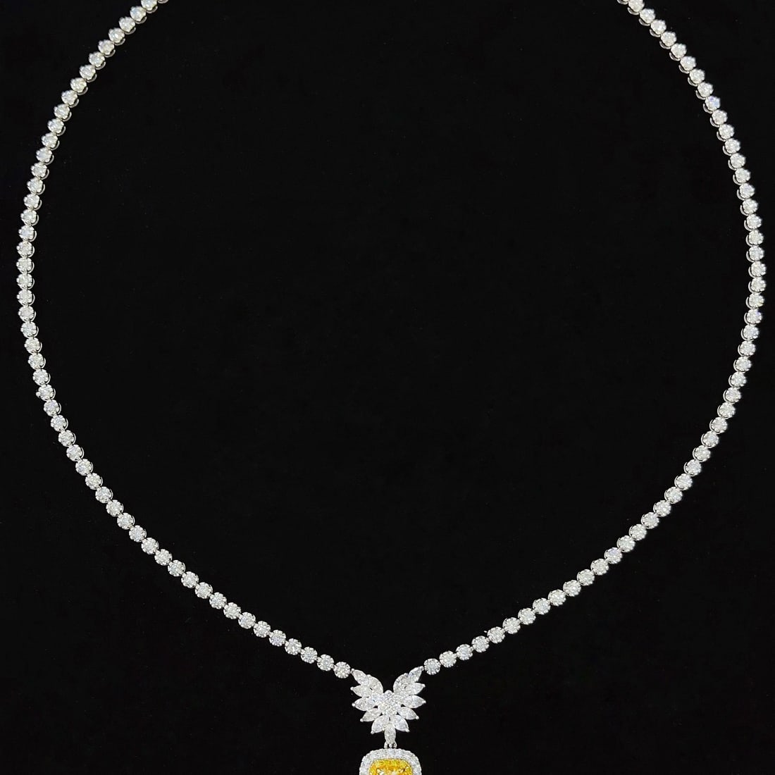 14k Gold 4.84 Ctw Natural Yellow Diamond & Diamond Necklace - 5
