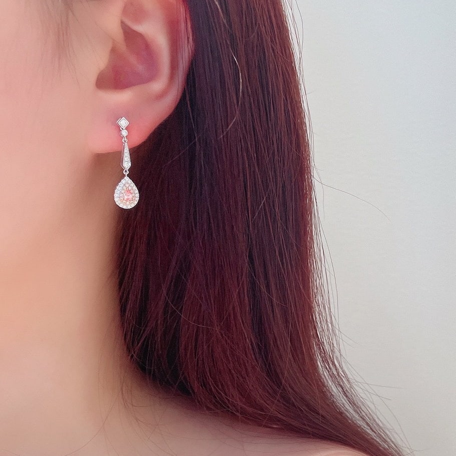 14k Gold 0.78 Ctw Natural Pink Diamond & Diamond Earrings - 2