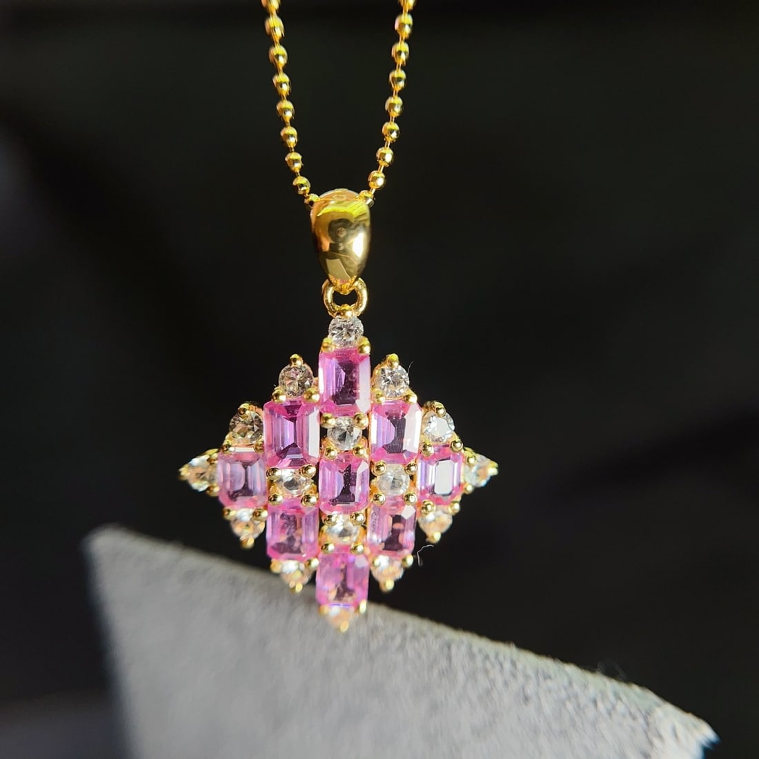 14k Gold 2.50 Ct Natural Sapphire & Sapphire Pendant( Without Chain ) - 6