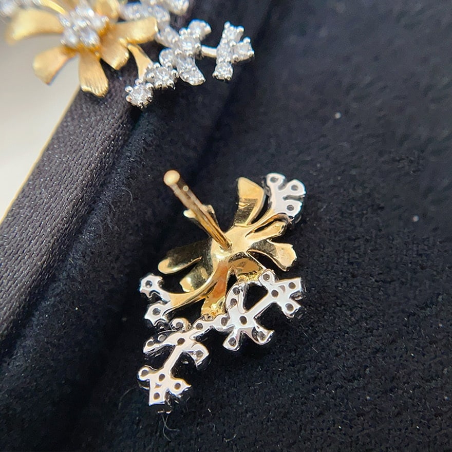 14k Gold 0.55 Ct Natural H Diamond Earrings - 4