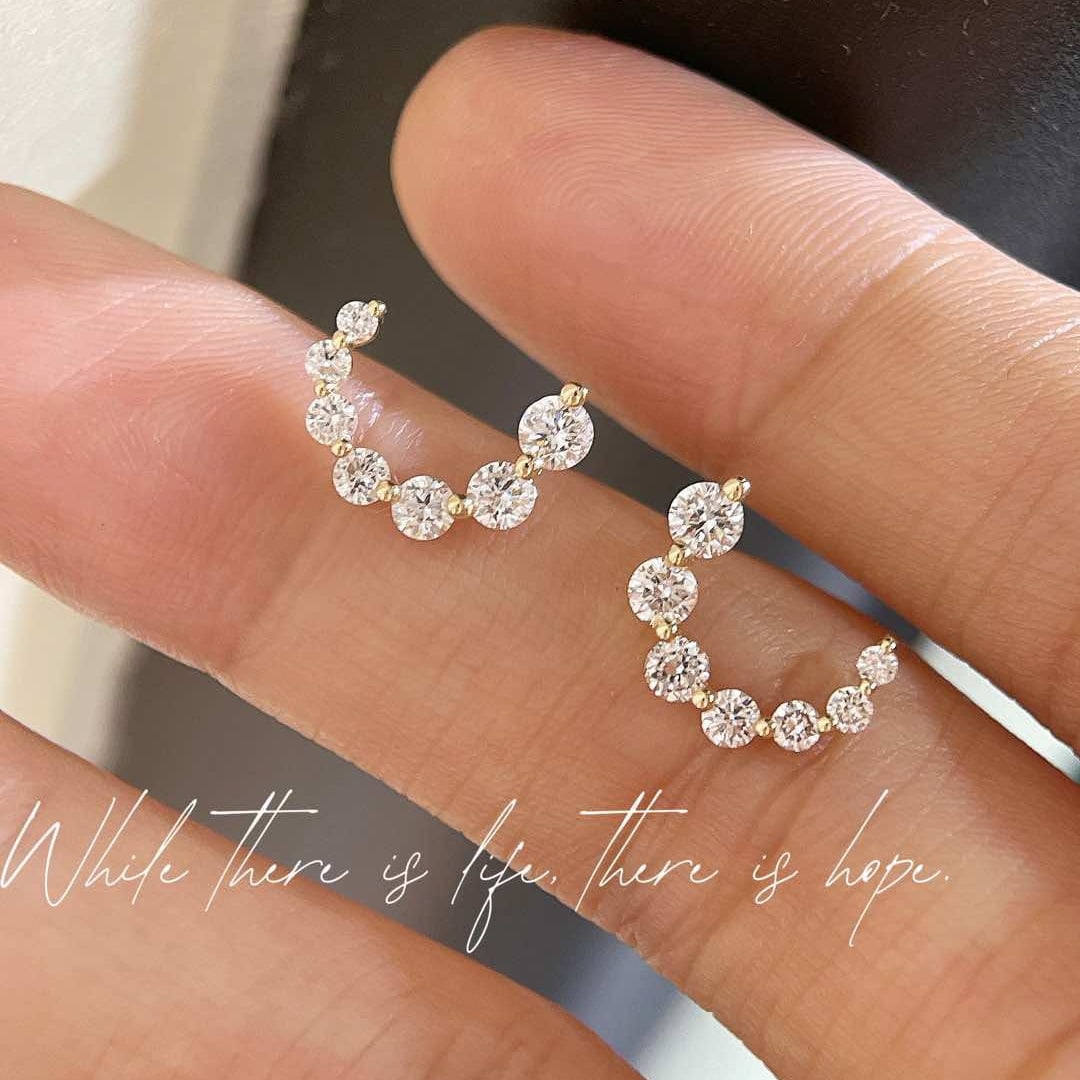 14k Gold 0.8 Ct Natural H Diamond Earrings - 2
